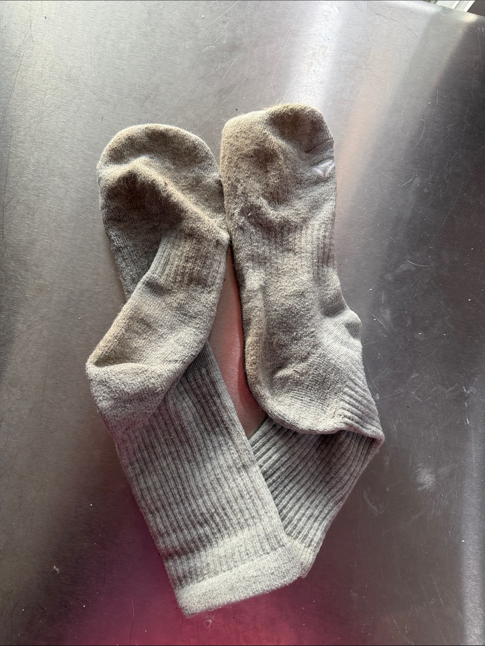Reebok Women's Crew Socks - Light Gray Ribbed socks for work outs or every day